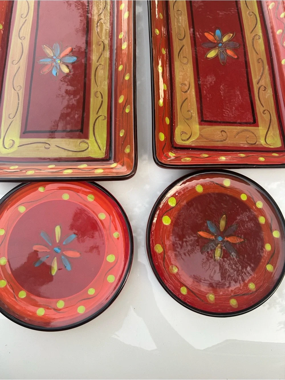 Crate & Barrel Serving Dishes and Plate Lot - Made In Italy Floral Multicolor